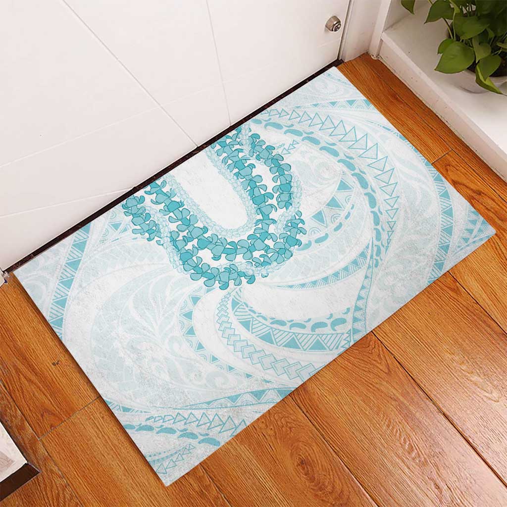 Aloha Lei Onaona Rubber Doormat Teal Hawaiian Tribal Pattern LT9 - Polynesian Pride