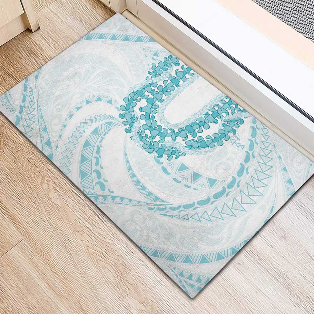 Aloha Lei Onaona Rubber Doormat Teal Hawaiian Tribal Pattern LT9 - Polynesian Pride
