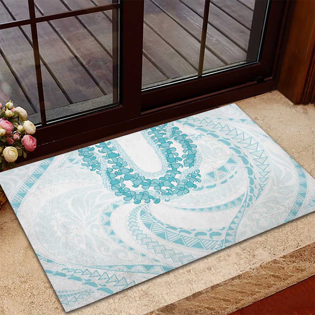 Aloha Lei Onaona Rubber Doormat Teal Hawaiian Tribal Pattern LT9 - Polynesian Pride