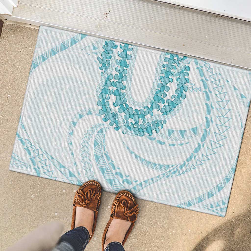 Aloha Lei Onaona Rubber Doormat Teal Hawaiian Tribal Pattern LT9 - Polynesian Pride