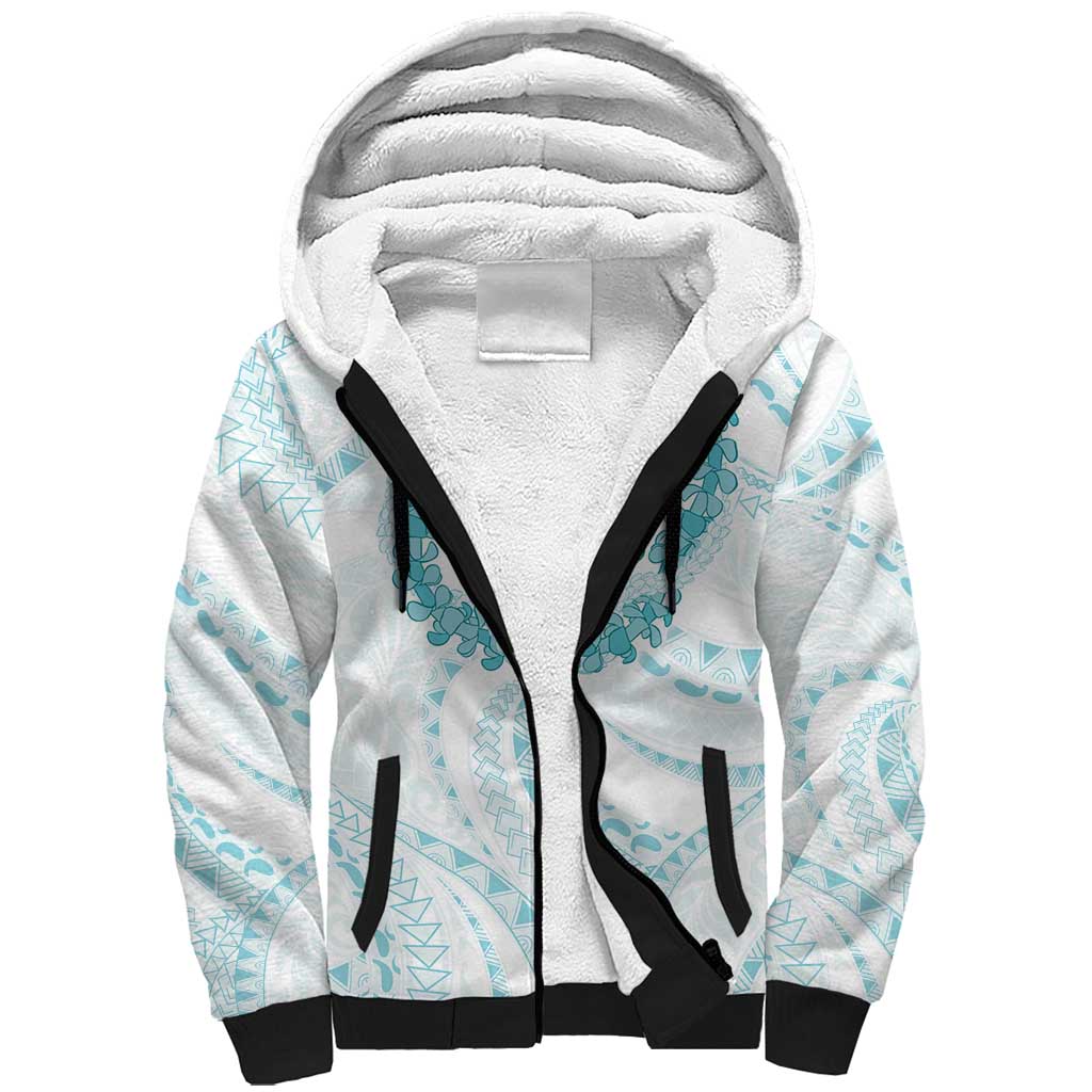 Aloha Lei Onaona Sherpa Hoodie Teal Hawaiian Tribal Pattern LT9 Unisex Teal - Polynesian Pride