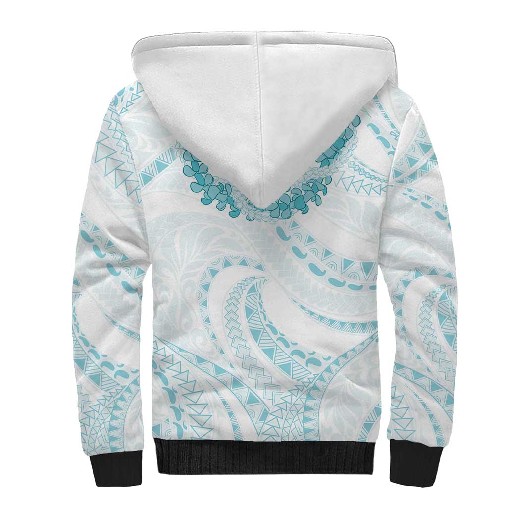 Aloha Lei Onaona Sherpa Hoodie Teal Hawaiian Tribal Pattern LT9 - Polynesian Pride
