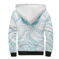 Aloha Lei Onaona Sherpa Hoodie Teal Hawaiian Tribal Pattern LT9 - Polynesian Pride