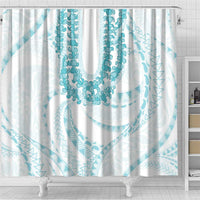 Aloha Lei Onaona Shower Curtain Teal Hawaiian Tribal Pattern