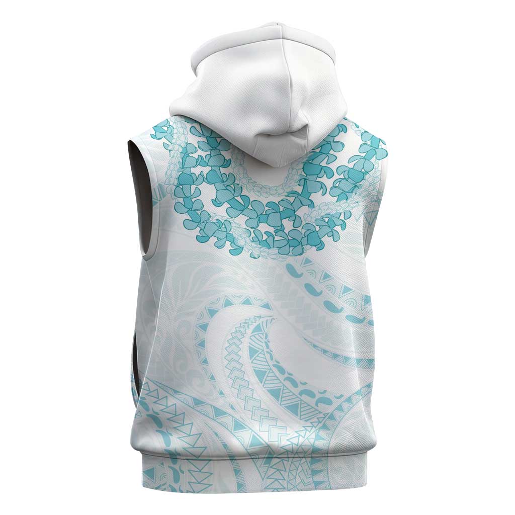 Aloha Lei Onaona Sleeveless Hoodie Teal Hawaiian Tribal Pattern LT9 - Polynesian Pride