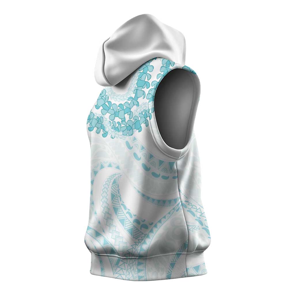 Aloha Lei Onaona Sleeveless Hoodie Teal Hawaiian Tribal Pattern LT9 - Polynesian Pride