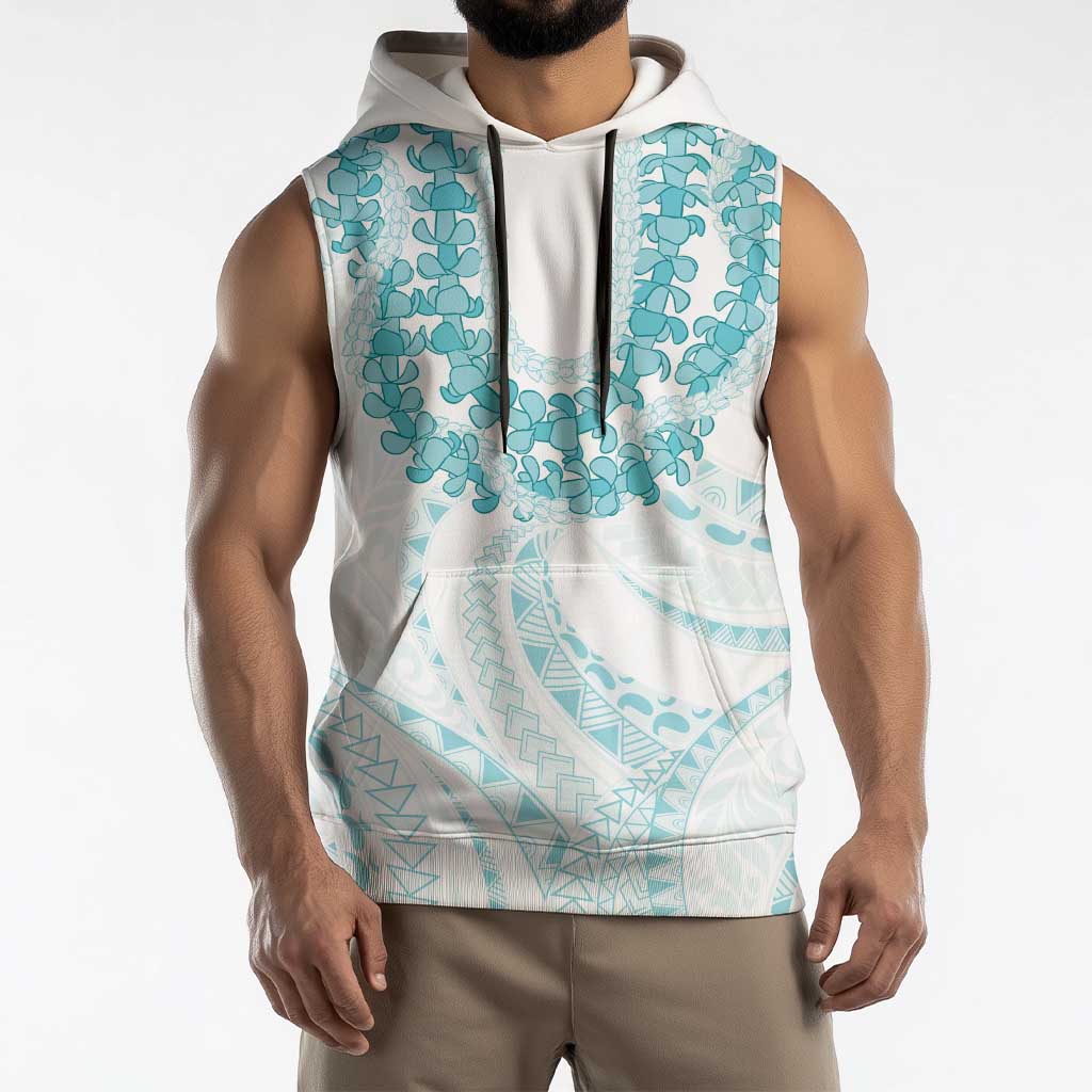 Aloha Lei Onaona Sleeveless Hoodie Teal Hawaiian Tribal Pattern LT9 - Polynesian Pride