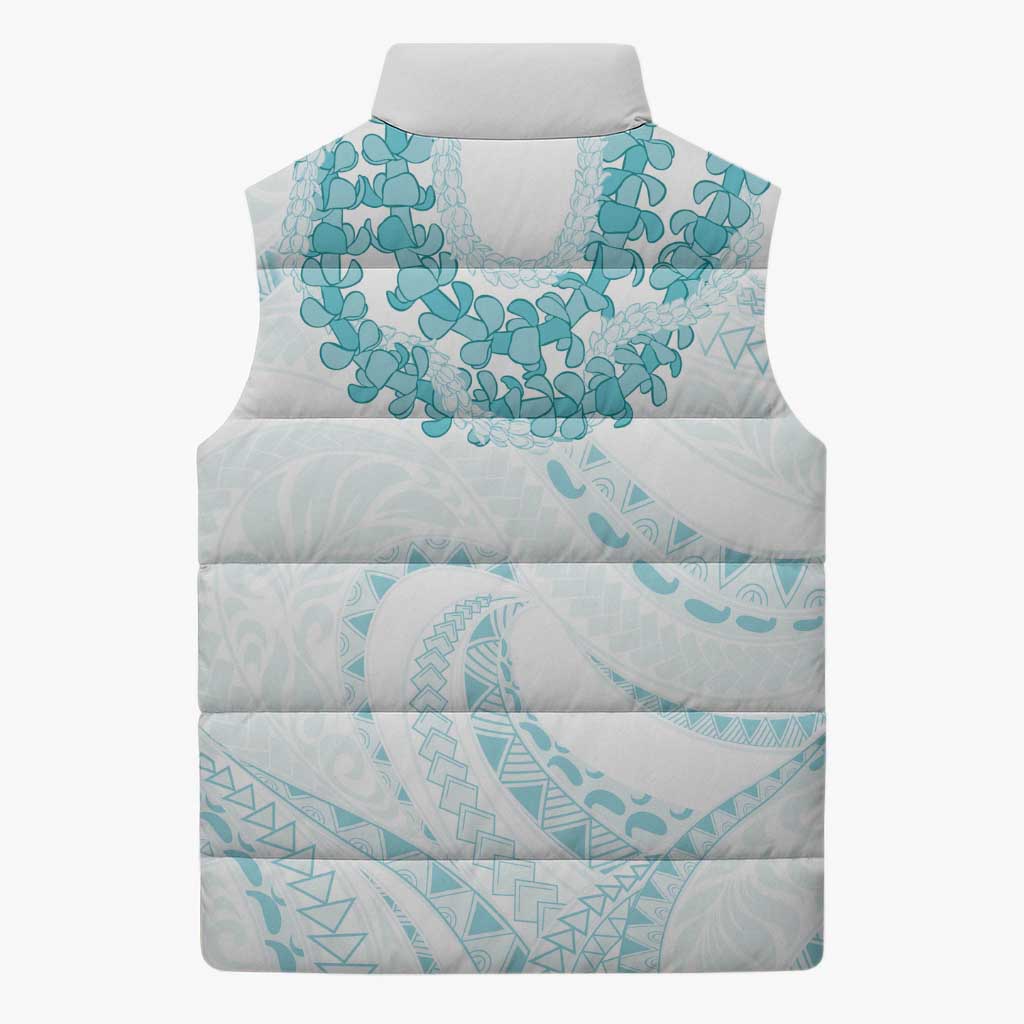 Aloha Lei Onaona Sleeveless Puffer Jacket Teal Hawaiian Tribal Pattern LT9 - Polynesian Pride