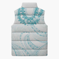 Aloha Lei Onaona Sleeveless Puffer Jacket Teal Hawaiian Tribal Pattern LT9 - Polynesian Pride