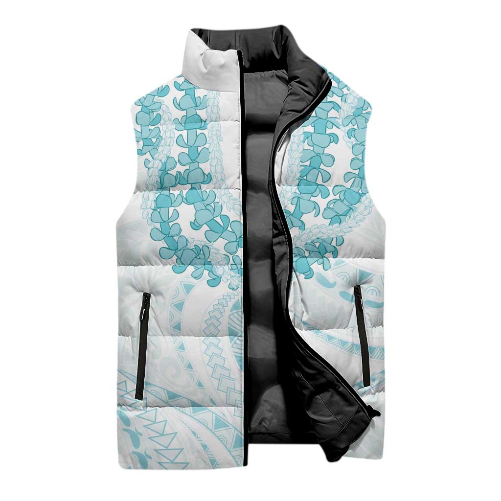 Aloha Lei Onaona Sleeveless Puffer Jacket Teal Hawaiian Tribal Pattern LT9 - Polynesian Pride