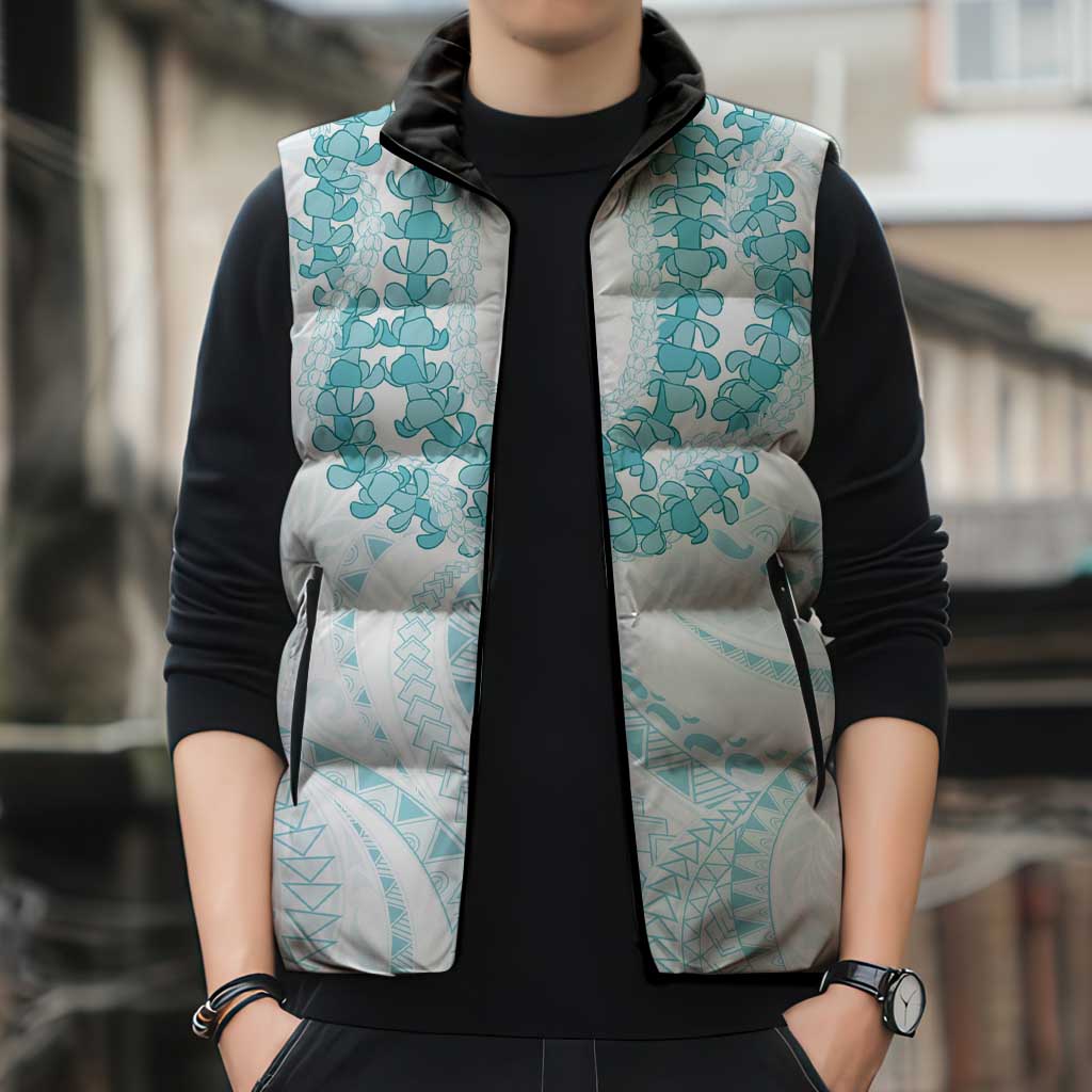 Aloha Lei Onaona Sleeveless Puffer Jacket Teal Hawaiian Tribal Pattern LT9 - Polynesian Pride