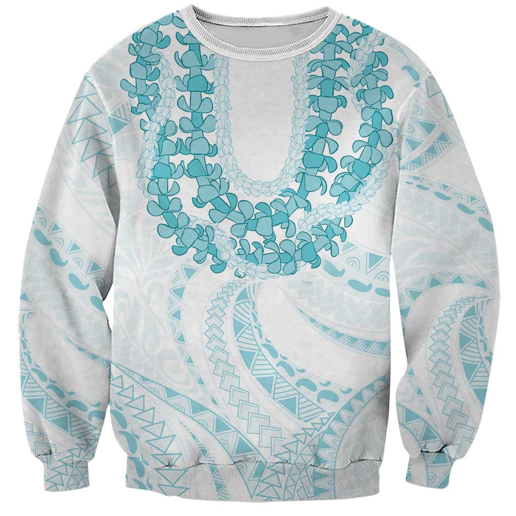 Aloha Lei Onaona Sweatshirt Teal Hawaiian Tribal Pattern LT9 Unisex Teal - Polynesian Pride