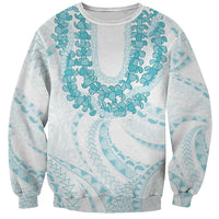Aloha Lei Onaona Sweatshirt Teal Hawaiian Tribal Pattern LT9 Unisex Teal - Polynesian Pride