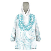 Aloha Lei Onaona Wearable Blanket Hoodie Teal Hawaiian Tribal Pattern LT9 One Size Teal - Polynesian Pride