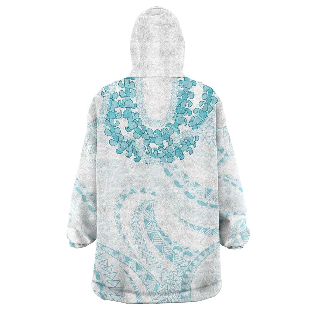 Aloha Lei Onaona Wearable Blanket Hoodie Teal Hawaiian Tribal Pattern LT9 - Polynesian Pride