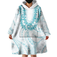Aloha Lei Onaona Wearable Blanket Hoodie Teal Hawaiian Tribal Pattern LT9 - Polynesian Pride