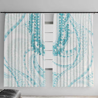 Aloha Lei Onaona Window Curtain Teal Hawaiian Tribal Pattern LT9 With Hooks Teal - Polynesian Pride