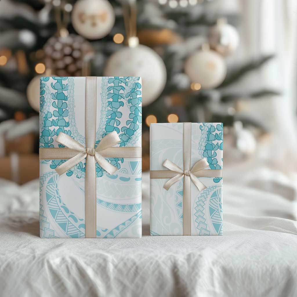 Aloha Lei Onaona Wrapping Paper Teal Hawaiian Tribal Pattern - Polynesian Pride