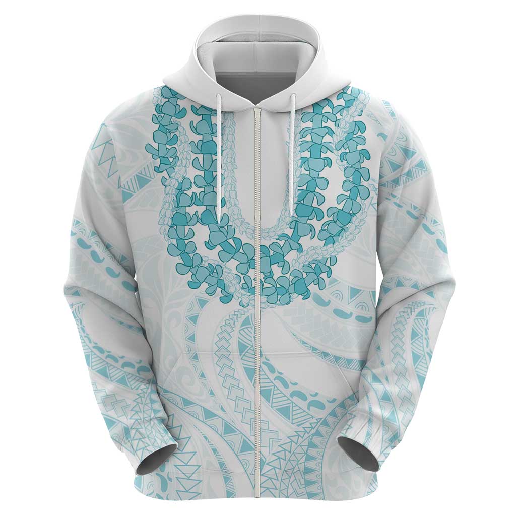 Aloha Lei Onaona Zip Hoodie Teal Hawaiian Tribal Pattern