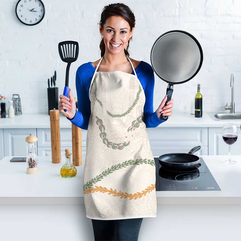 Aloha Lei Mikioi Apron Beige Polynesian Tribal Tatau Pattern LT9 - Polynesian Pride