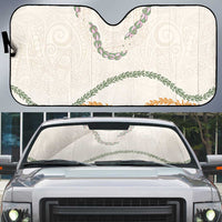 Aloha Lei Mikioi Auto Sun Shade Beige Polynesian Tribal Tatau Pattern - Polynesian Pride