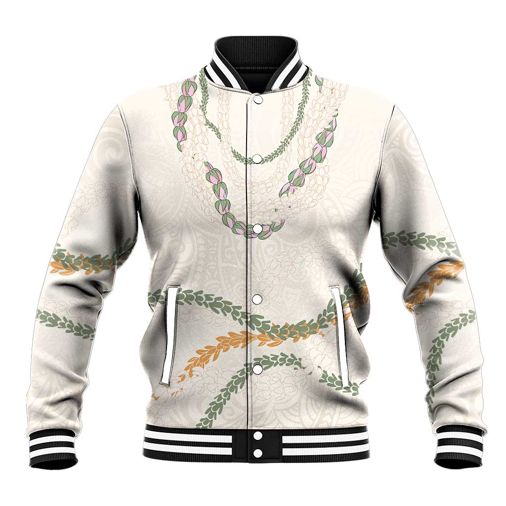 Aloha Lei Mikioi Baseball Jacket Beige Polynesian Tribal Tatau Pattern LT9 Unisex Beige - Polynesian Pride