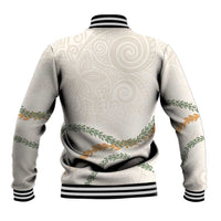 Aloha Lei Mikioi Baseball Jacket Beige Polynesian Tribal Tatau Pattern LT9 - Polynesian Pride