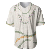 Aloha Lei Mikioi Baseball Jersey Beige Polynesian Tribal Tatau Pattern
