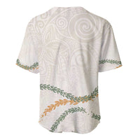 Aloha Lei Mikioi Baseball Jersey Beige Polynesian Tribal Tatau Pattern
