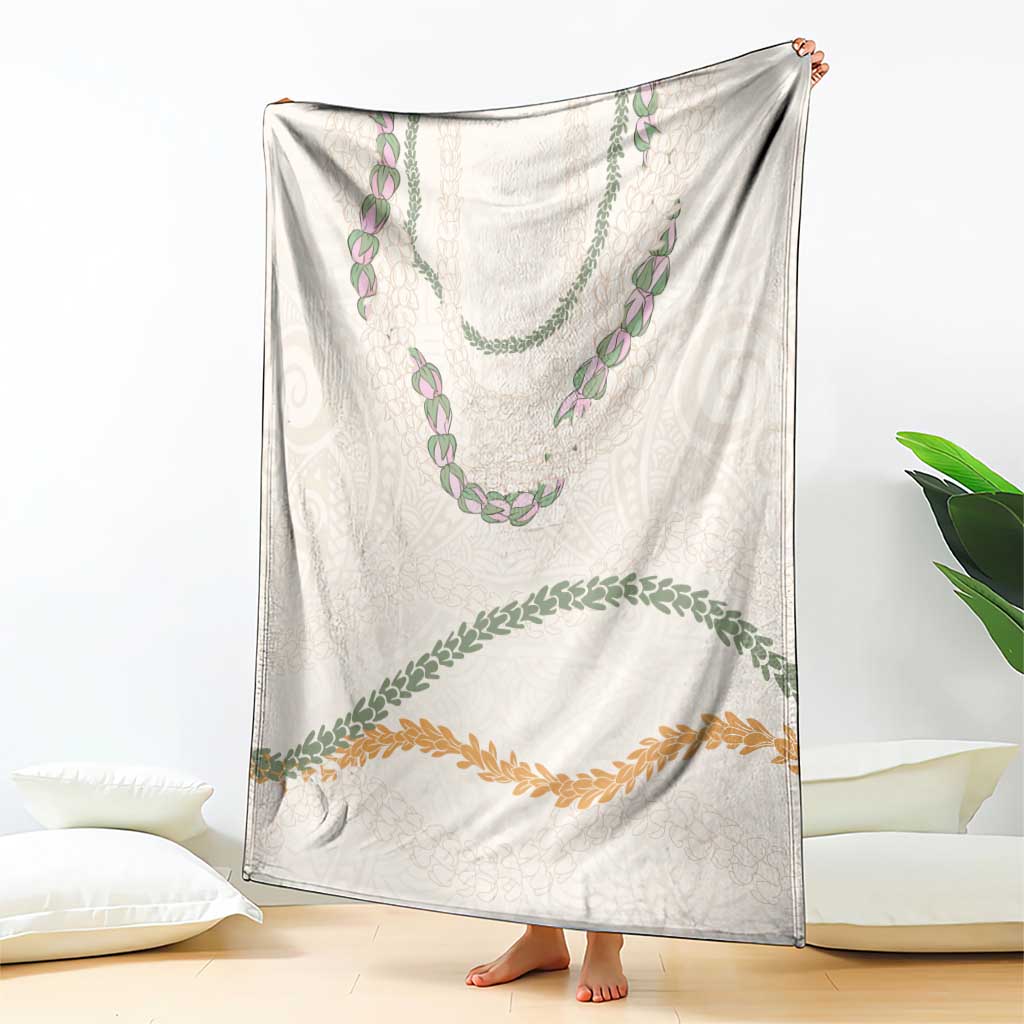 Aloha Lei Mikioi Blanket Beige Polynesian Tribal Tatau Pattern