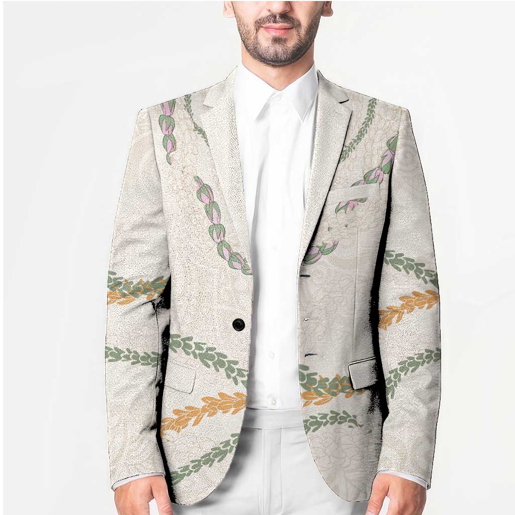 Aloha Lei Mikioi Blazer Beige Polynesian Tribal Tatau Pattern - Polynesian Pride