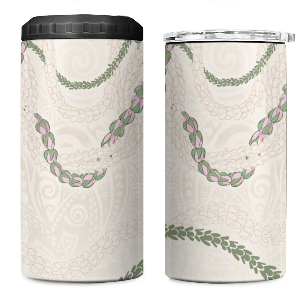 Aloha Lei Mikioi 4 in 1 Can Cooler Tumbler Beige Polynesian Tribal Tatau Pattern LT9 One Size: 16 oz Beige - Polynesian Pride