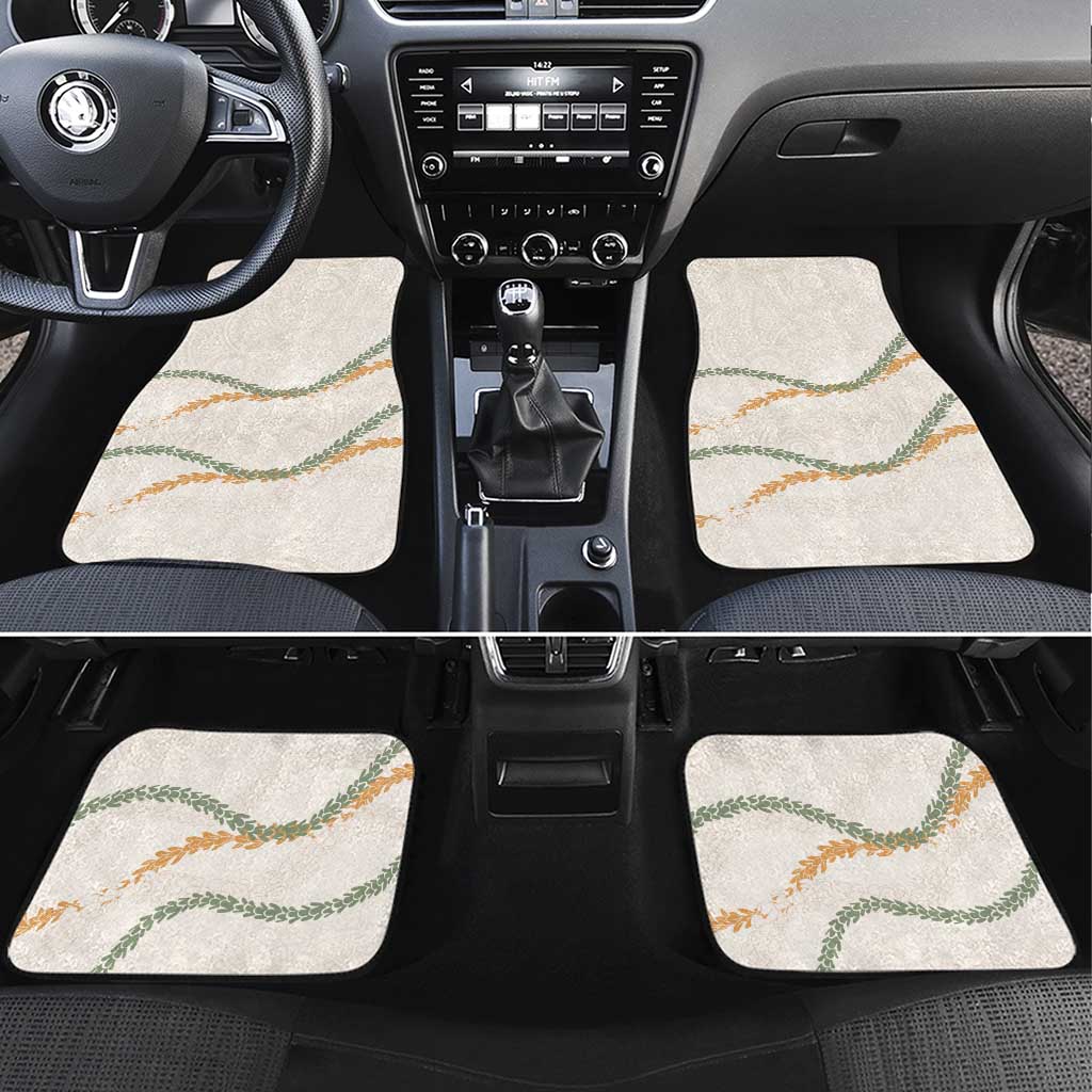 Aloha Lei Mikioi Car Mats Beige Polynesian Tribal Tatau Pattern LT9 Set 4pcs Beige - Polynesian Pride