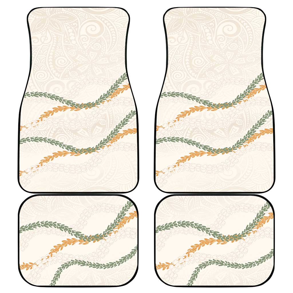 Aloha Lei Mikioi Car Mats Beige Polynesian Tribal Tatau Pattern LT9 - Polynesian Pride