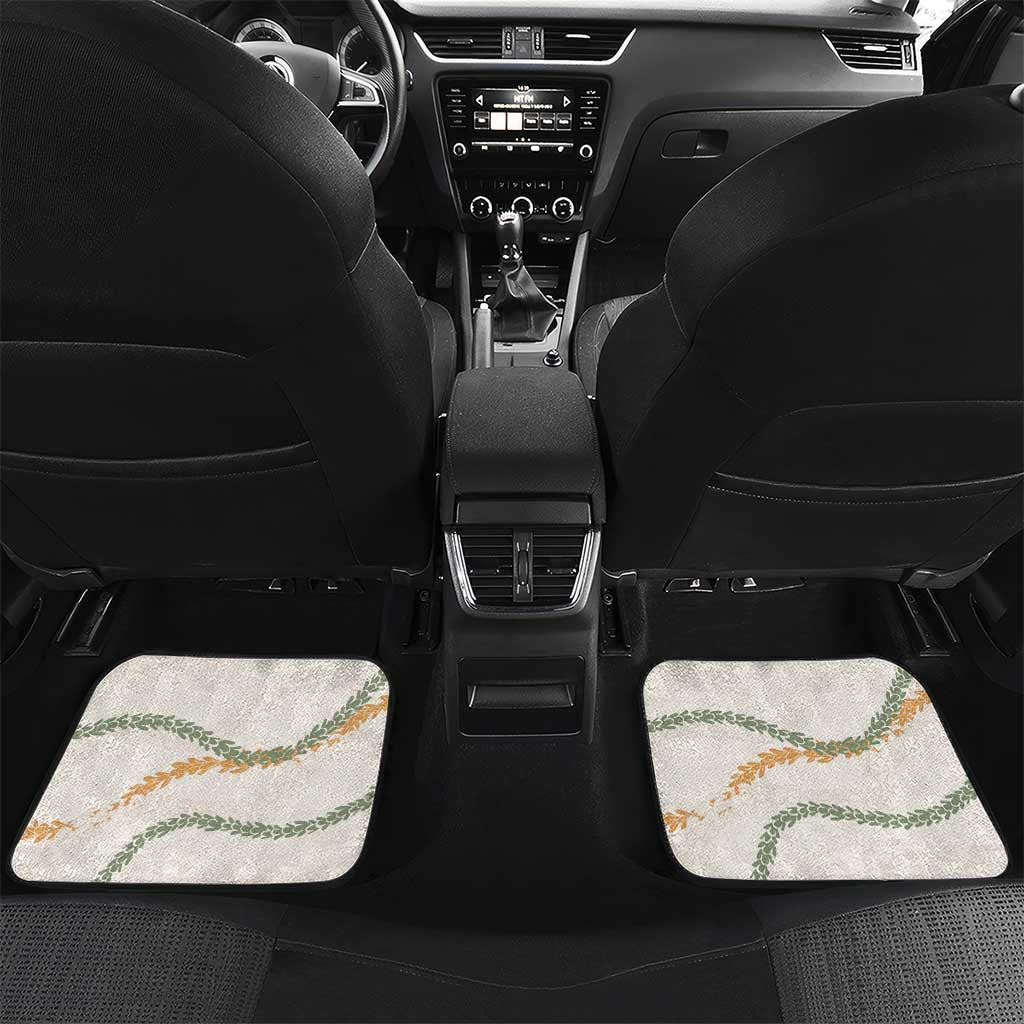 Aloha Lei Mikioi Car Mats Beige Polynesian Tribal Tatau Pattern LT9 Set 2pcs - Back Beige - Polynesian Pride