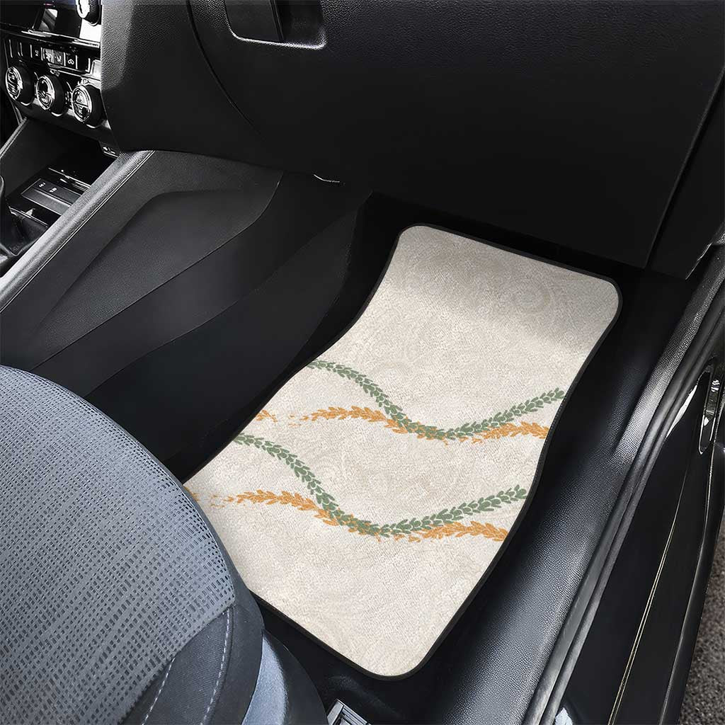 Aloha Lei Mikioi Car Mats Beige Polynesian Tribal Tatau Pattern LT9 - Polynesian Pride