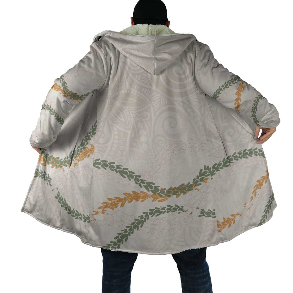 Aloha Lei Mikioi Cloak Beige Polynesian Tribal Tatau Pattern - Polynesian Pride
