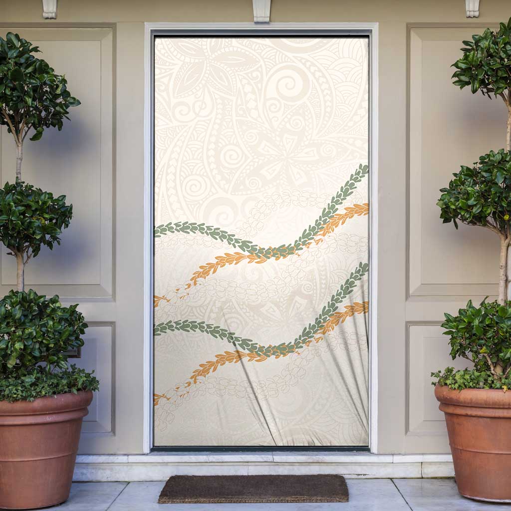 Aloha Lei Mikioi Door Cover Beige Polynesian Tribal Tatau Pattern LT9 Beige - Polynesian Pride