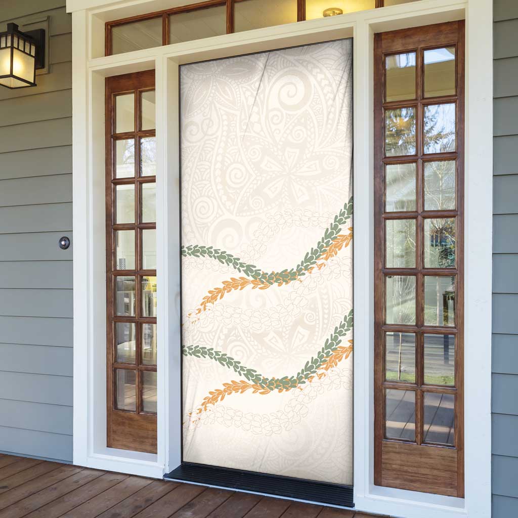 Aloha Lei Mikioi Door Cover Beige Polynesian Tribal Tatau Pattern LT9 - Polynesian Pride