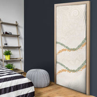 Aloha Lei Mikioi Door Cover Beige Polynesian Tribal Tatau Pattern LT9 - Polynesian Pride