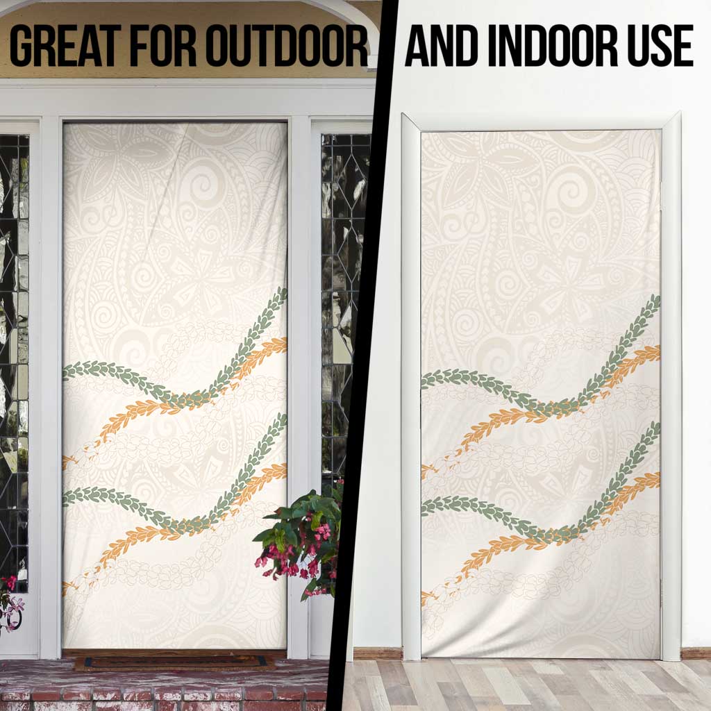 Aloha Lei Mikioi Door Cover Beige Polynesian Tribal Tatau Pattern LT9 - Polynesian Pride