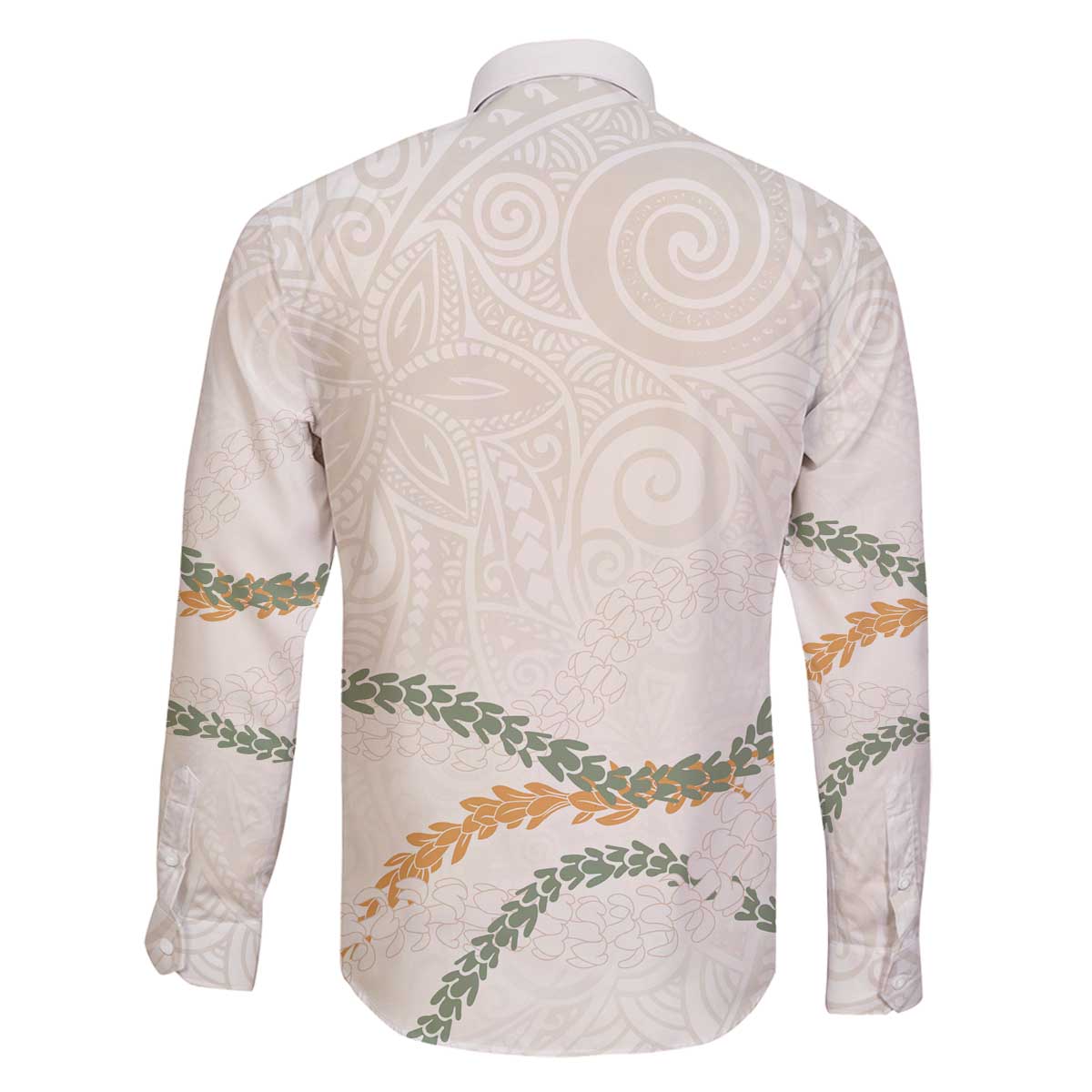 Aloha Lei Mikioi Family Matching Off The Shoulder Long Sleeve Dress and Hawaiian Shirt Beige Polynesian Tribal Tatau Pattern