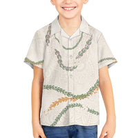 Aloha Lei Mikioi Family Matching Off Shoulder Short Dress and Hawaiian Shirt Beige Polynesian Tribal Tatau Pattern