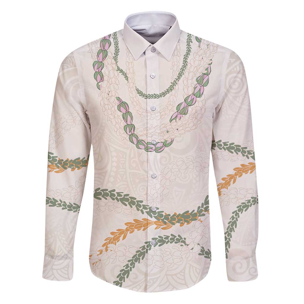 Aloha Lei Mikioi Family Matching Puletasi and Hawaiian Shirt Beige Polynesian Tribal Tatau Pattern
