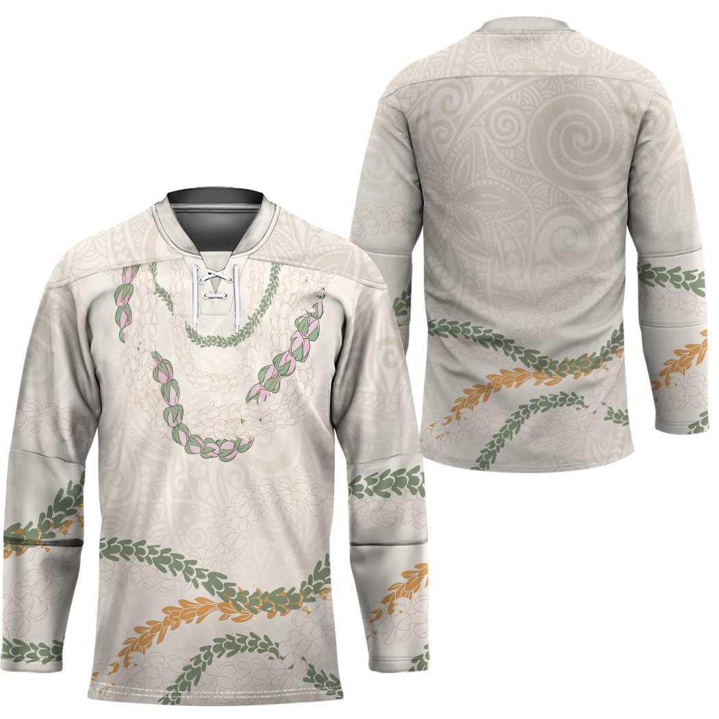 Aloha Lei Mikioi Hockey Jersey Beige Polynesian Tribal Tatau Pattern - Polynesian Pride