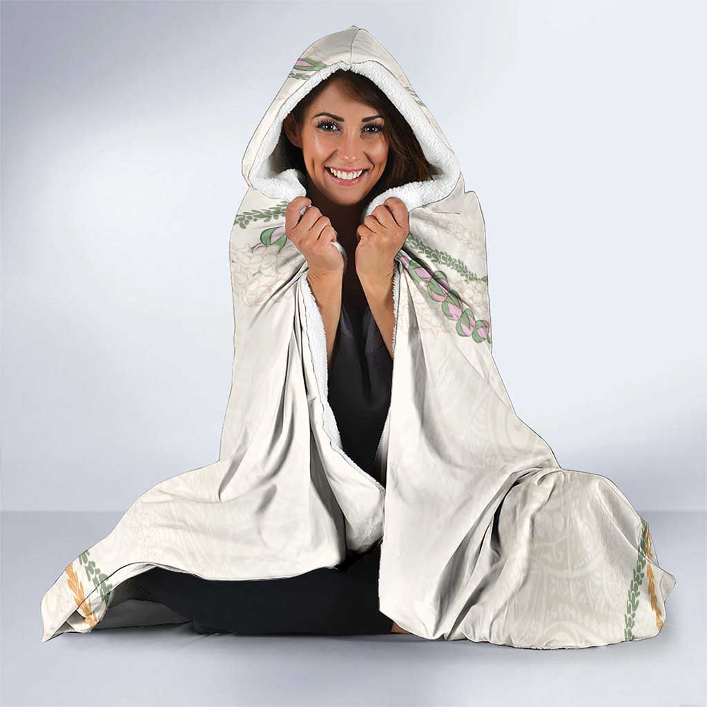 Aloha Lei Mikioi Hooded Blanket Beige Polynesian Tribal Tatau Pattern LT9 - Polynesian Pride