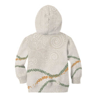 Aloha Lei Mikioi Kid Hoodie Beige Polynesian Tribal Tatau Pattern