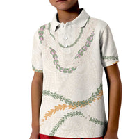 Aloha Lei Mikioi Kid Polo Shirt Beige Polynesian Tribal Tatau Pattern LT9 Kid Beige - Polynesian Pride