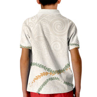 Aloha Lei Mikioi Kid Polo Shirt Beige Polynesian Tribal Tatau Pattern LT9 - Polynesian Pride