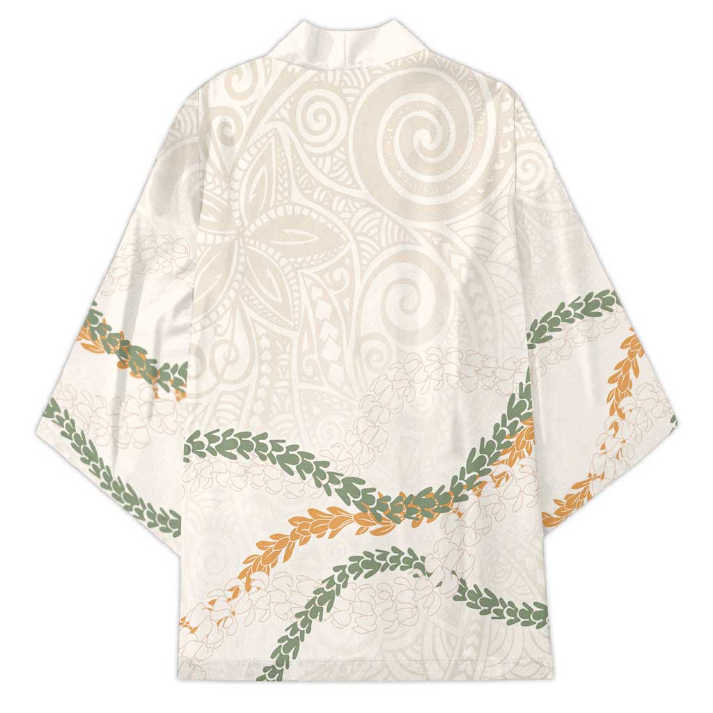 Aloha Lei Mikioi Kimono Beige Polynesian Tribal Tatau Pattern LT9 - Polynesian Pride
